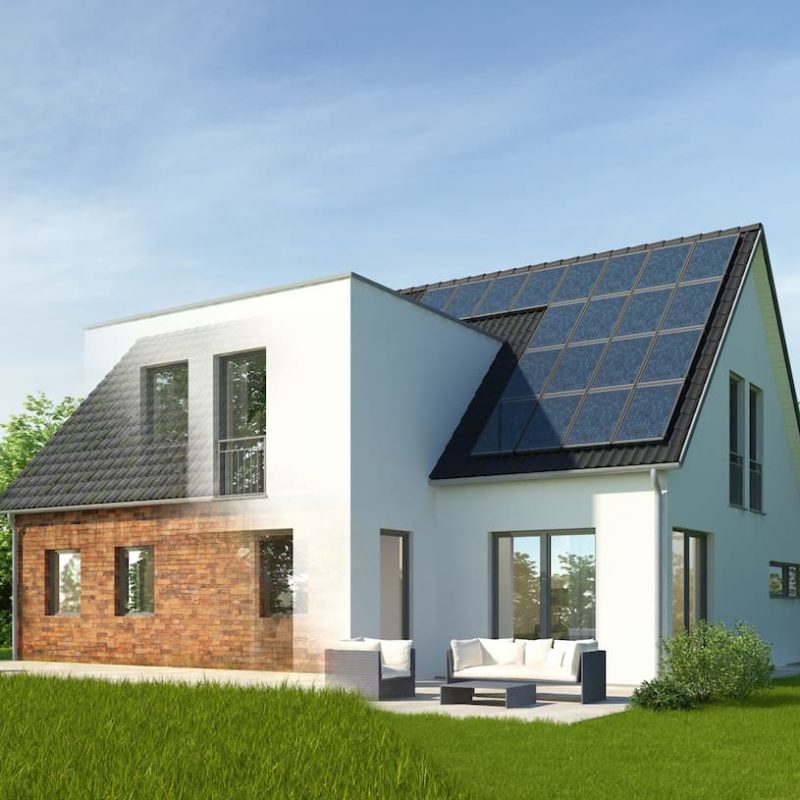 modern house with solar panels