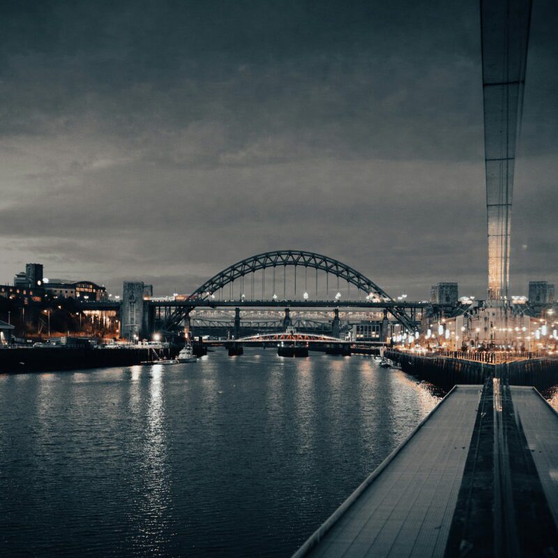 Tyne Bridge reflections as dawn breaks on the Quayside