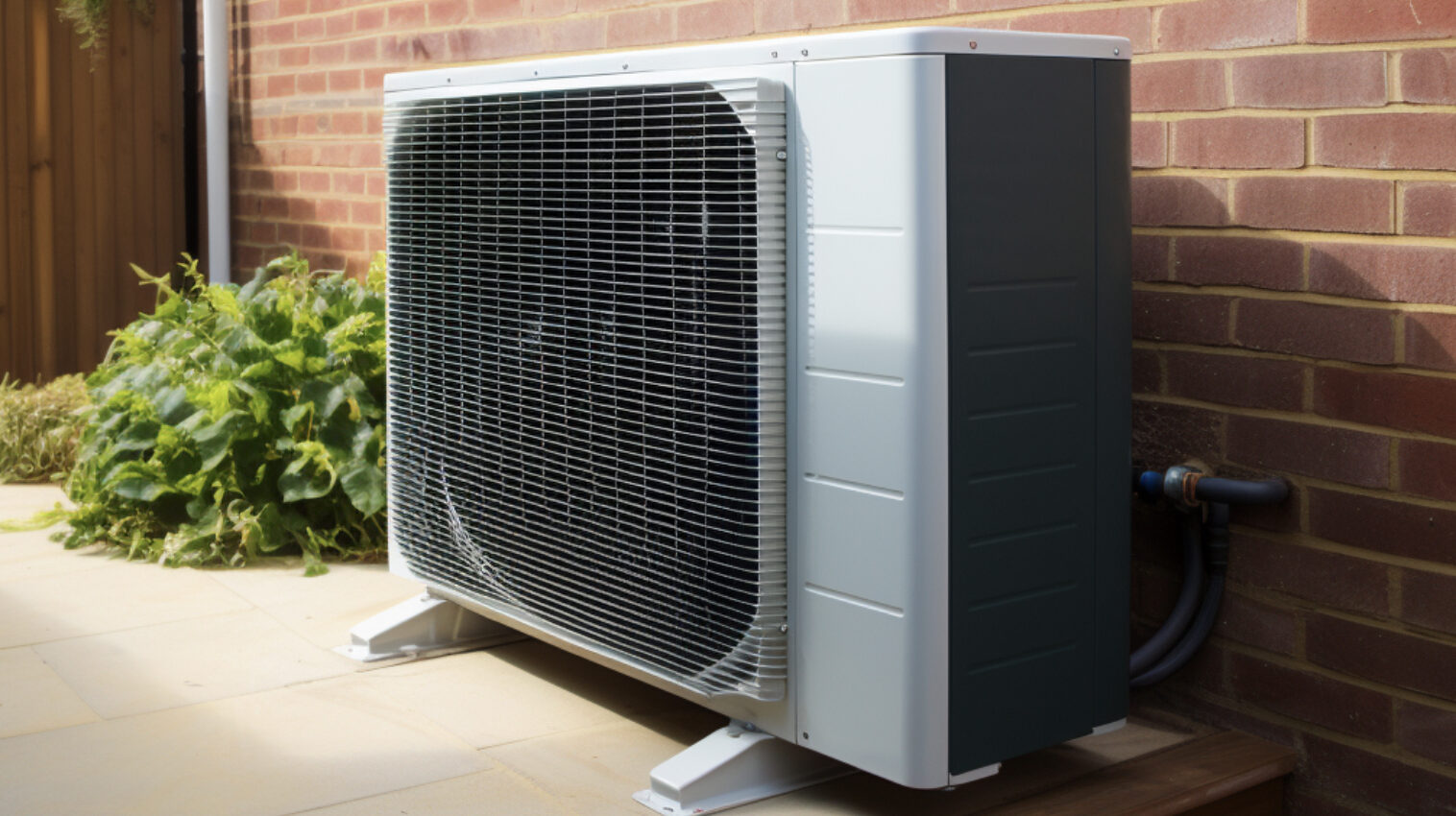 air source heat pump in garden