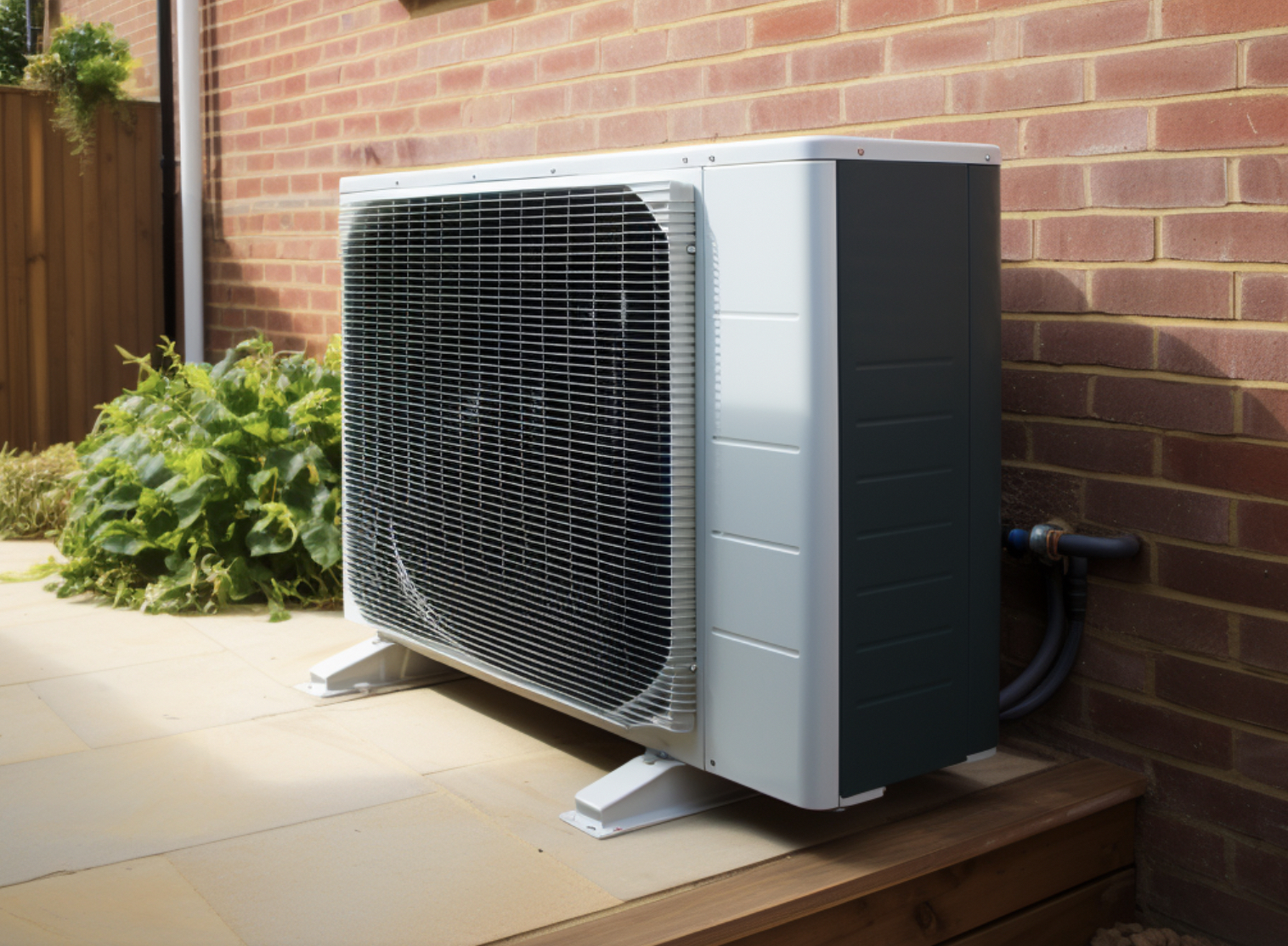 air source heat pump in garden